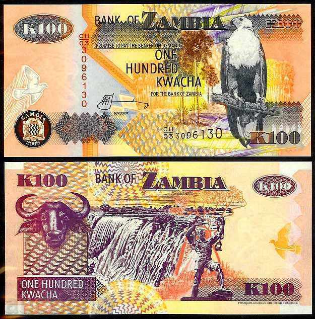 +++ ZAMBIA 100 kwacha 2006 UNC P 38f +++