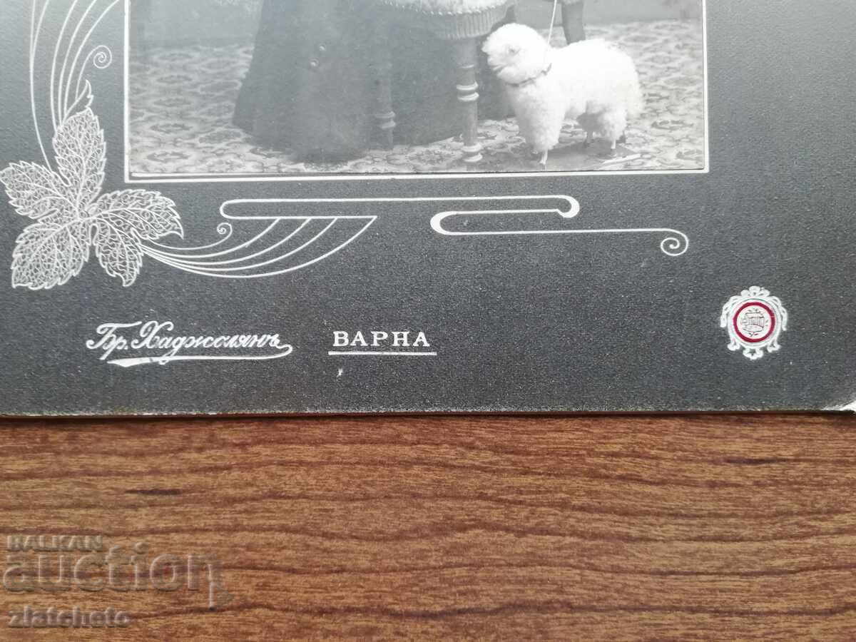 Auction Old photo cardboard - atelier Br. Hadjolyan Varna. With lamb Auction Old photo cardboard - atelier Br. Hadjolyan Varna. With lamb