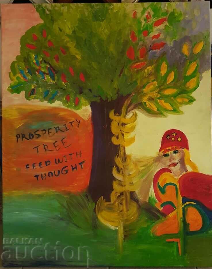 Large painting Tree of Prosperity symbolism oil