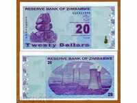 ZORBA AUCTIONS ZIMBABVE 20 DOLLARS 2009 UNC