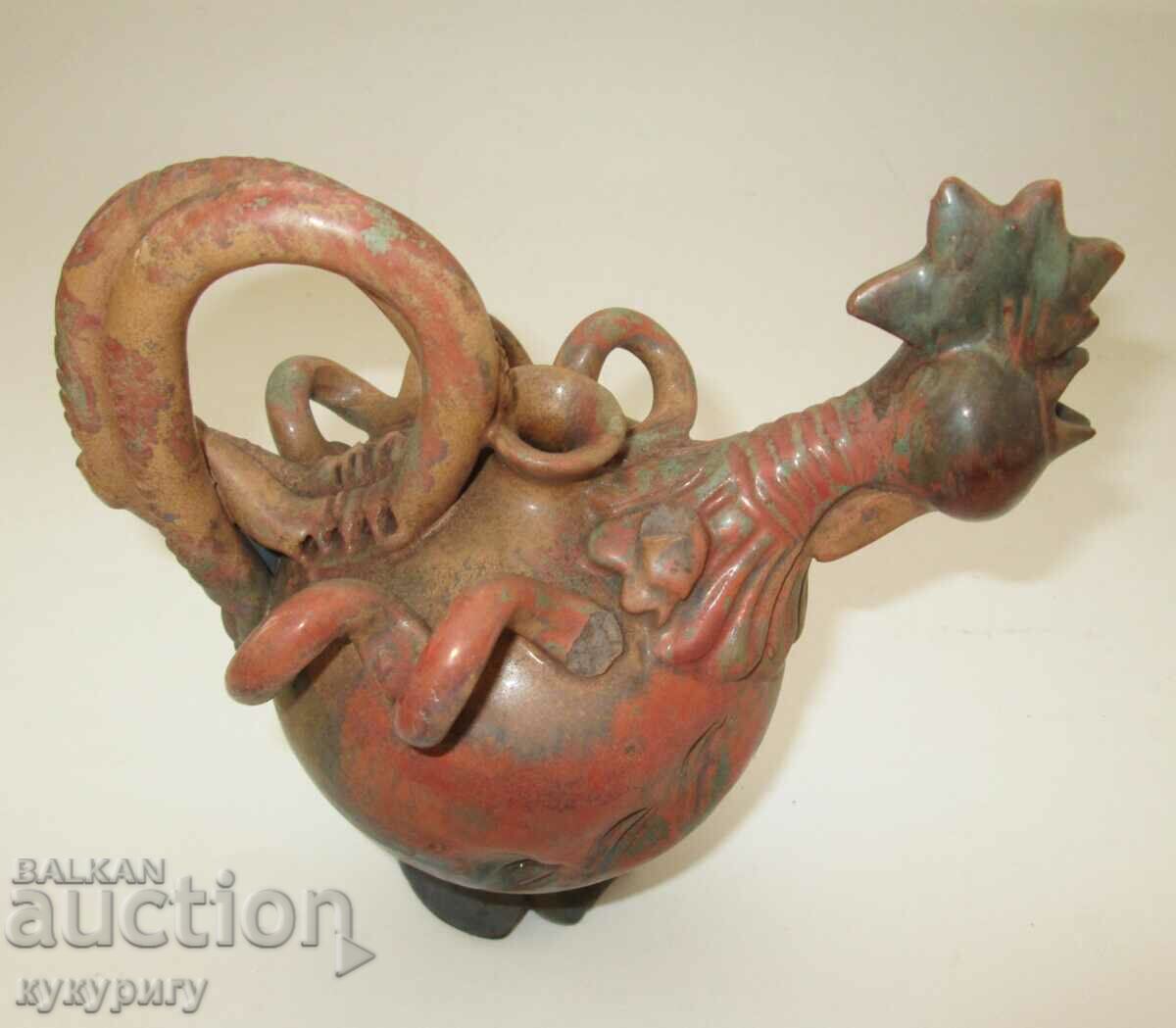 Old author's ceramic vessel krondir ceramic jug rooster - 6 Old author's ceramic vessel krondir ceramic jug rooster - 6