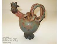 Vas de ceramică al autorului vechi krondir ulcior de ceramică cocoș