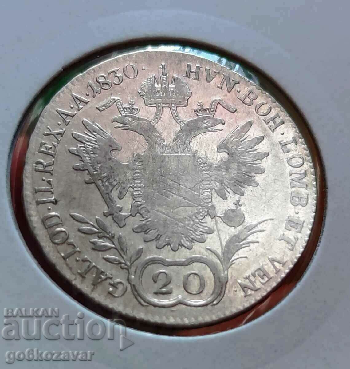 Austria 20 Kreuzer 1830 Silver Top coin! with price € 38.35 | 75.01 BGN