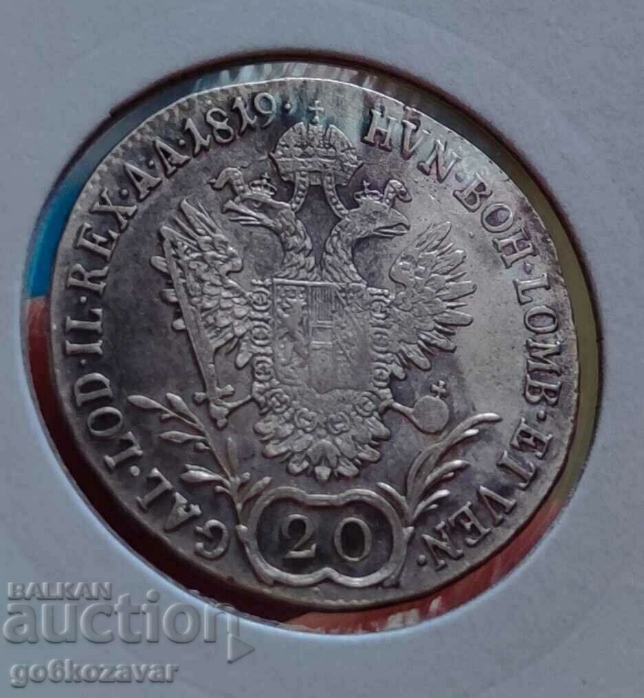 Παράδοση Αυστρία 20 Kreuzer 1819 Ασημένιο νόμισμα κορυφής!