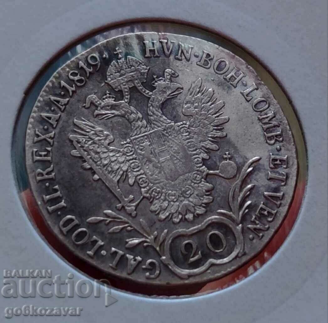 Αυστρία 20 Kreuzer 1819 Ασημένιο νόμισμα κορυφής! - 6