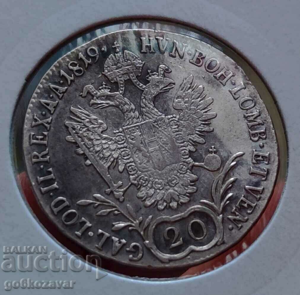 Αυστρία 20 Kreuzer 1819 Ασημένιο νόμισμα κορυφής! - 7