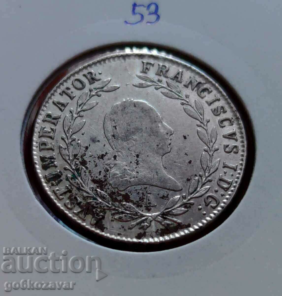 Auction  Austria 20 Kreuzer 1815 Silver Top coin!