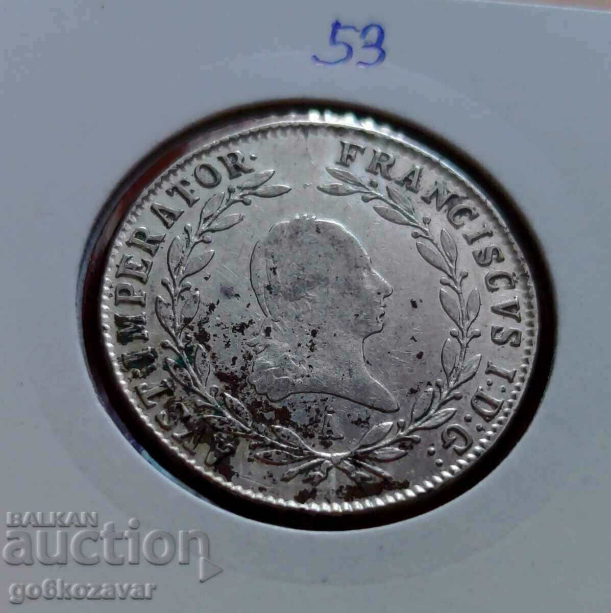 Австрия 20 кройцера 1815г Сребро Топ монета !