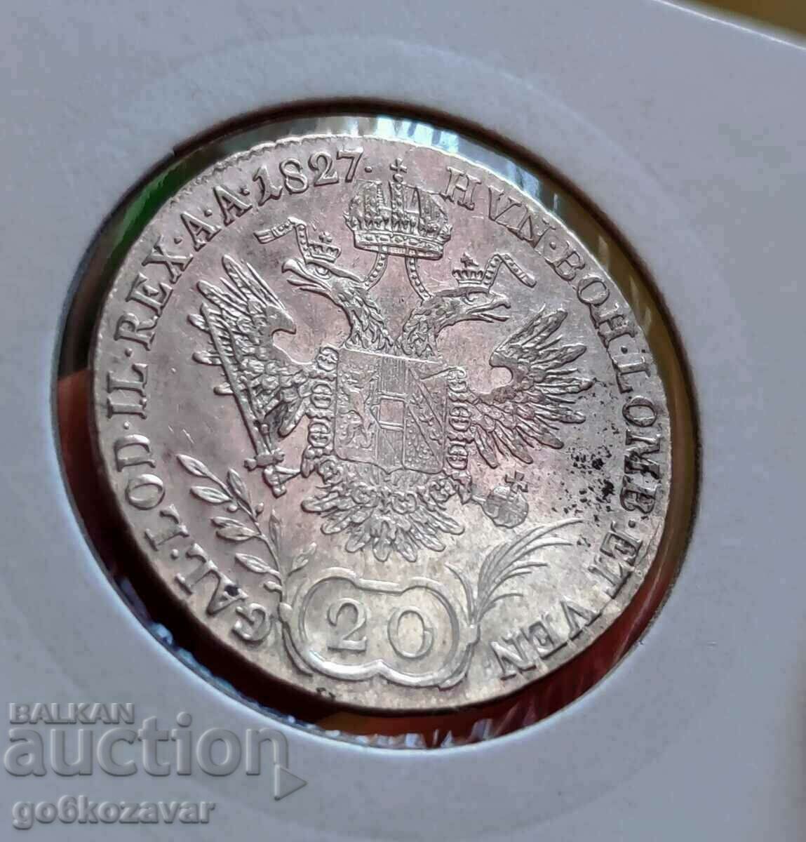Austria 20 Kreuzer 1827 Silver Top coin! with price 69.00 BGN | € 35.28