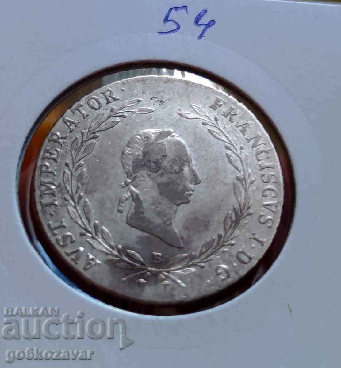 Austria 20 Kreuzer 1827 Silver Top coin! - 5