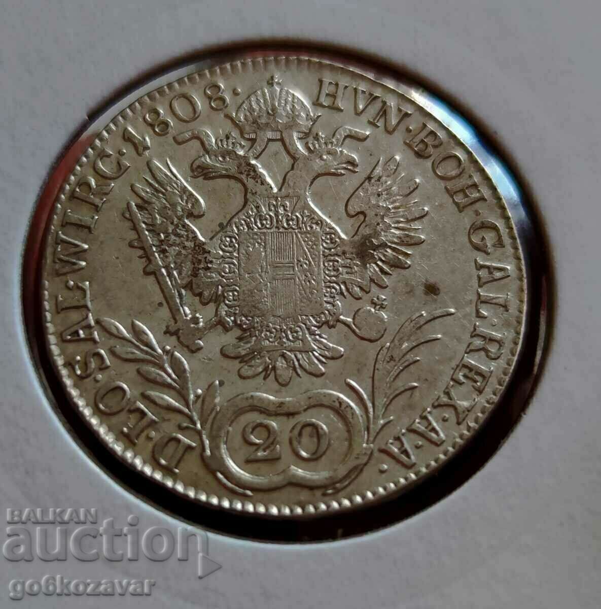 Austria 20 Kreuzer 1808 Silver Top coin! with price 68.00 BGN | € 34.77