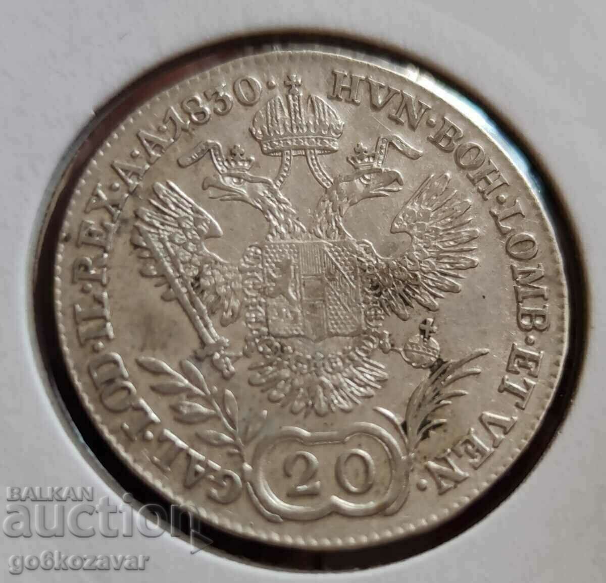 Austria 20 Kreuzer 1830 Silver Top coin! with price 58.00 BGN | € 29.65