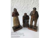 Bătrâni - Sculptură în lemn, 3 bucăți, Chili