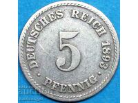 5 Pfennig 1893 A - Βερολίνο Γερμανία