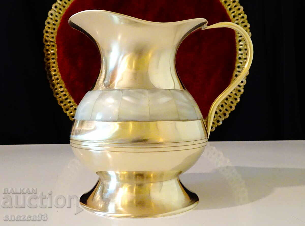 Bronze jug, natural mother of pearl.
