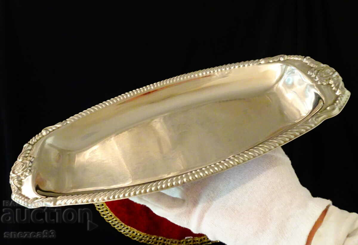 Silver-plated serving dish, plate, Hugo silver.