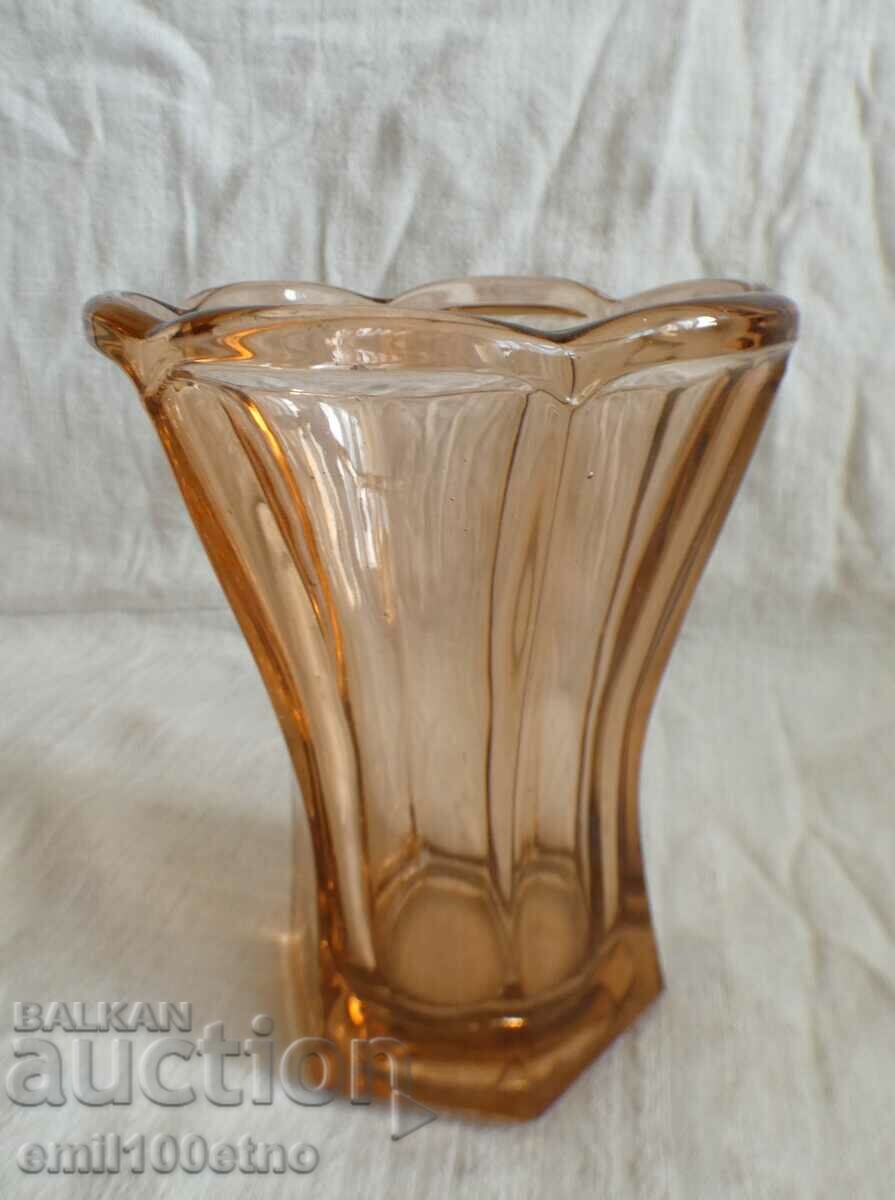 An old colored glass vase from the time of the Soca
