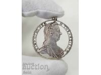 Medalion din argint ajurat - monedă - M. THERESIA - Austria