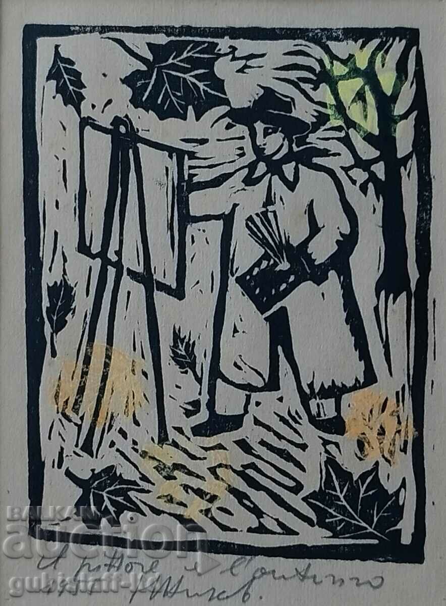 Картина, графика, худ. Н. Ников, 1955 г.