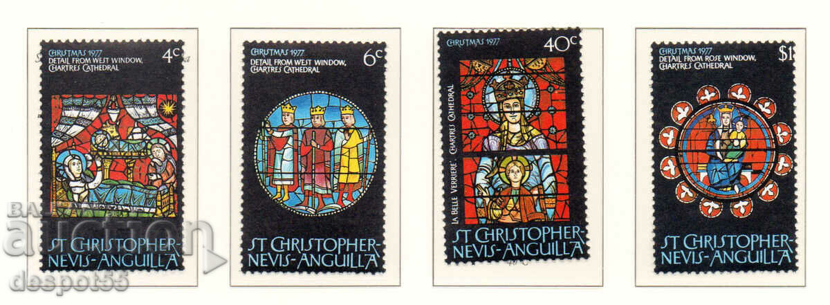 1977. Sf. Christopher Nevis Anguilla. Crăciun - Vitraliu.