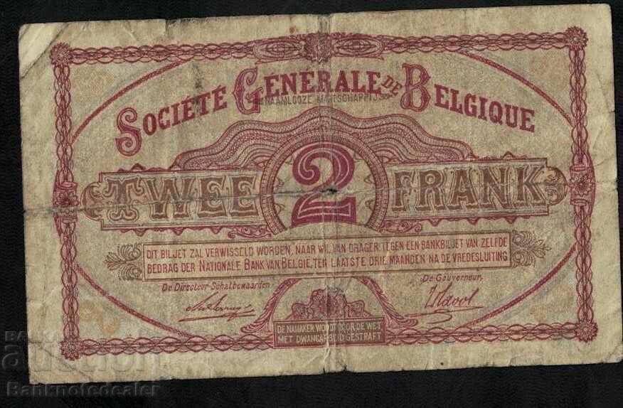 Belgium 2 Francs 1916 Pick 87 Ref 8423 with price 45.00 BGN | € 23.01 Belgium 2 Francs 1916 Pick 87 Ref 8423 with price 45.00 BGN | € 23.01