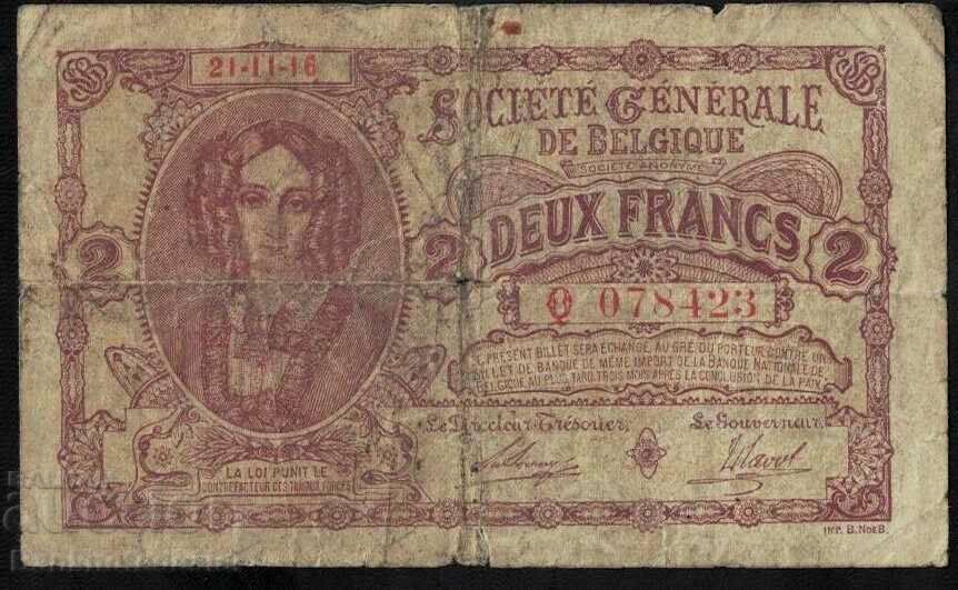 Belgium 2 Francs 1920 Pick 87 Ref 8423