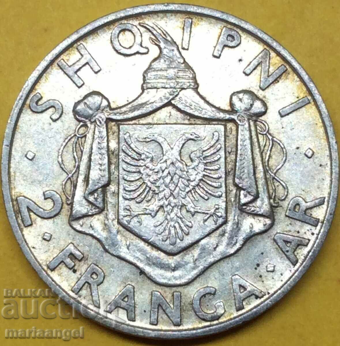 2 Francs 1935 King Zog I (1926-1939) Albania UNC Patina