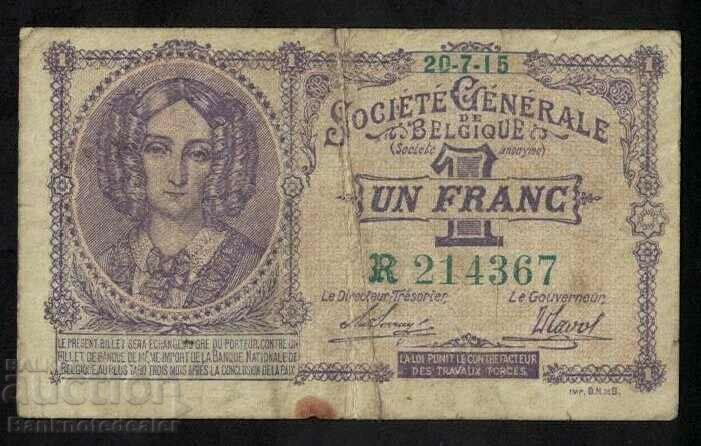 Belgium 1 Franc 1915 Pick 92 Ref 4367