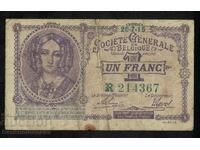 Belgium 1 Franc 1915  Pick 92 Ref 4367