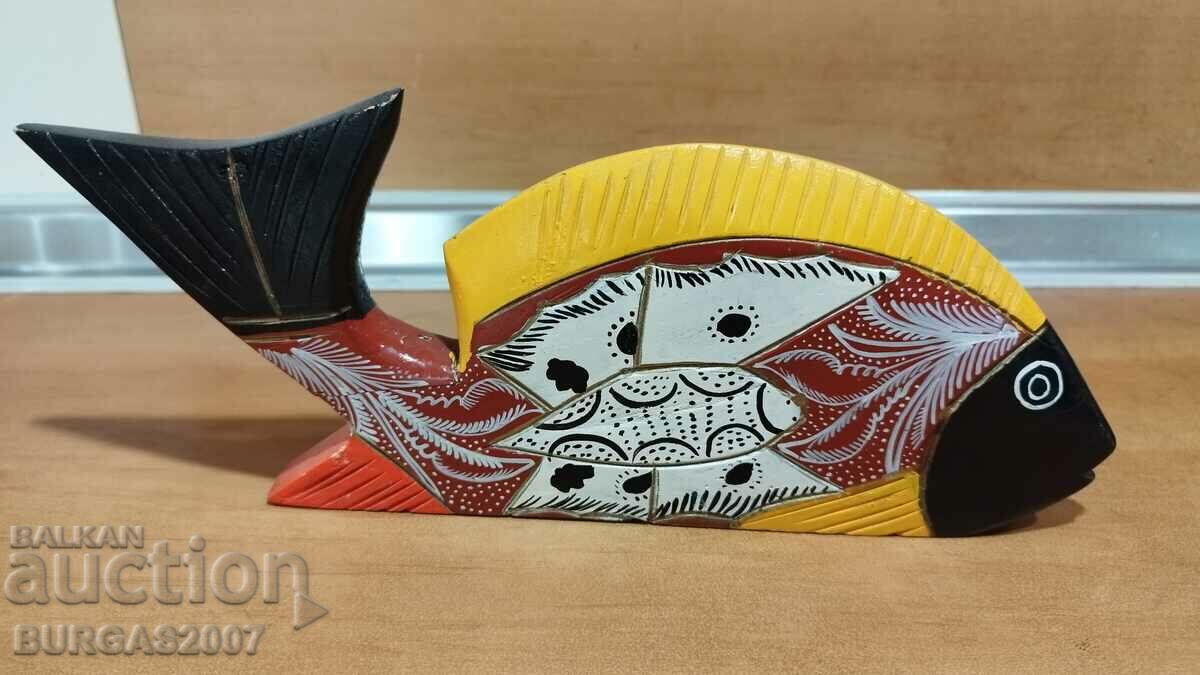 Old colorful wooden fish