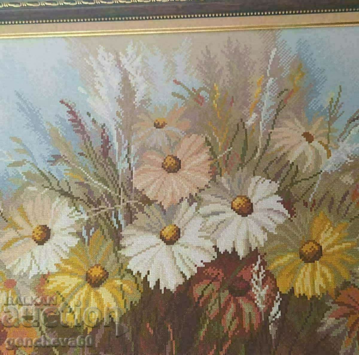 Licitație GOBELEN MARE DE CALITATE CU FLORI