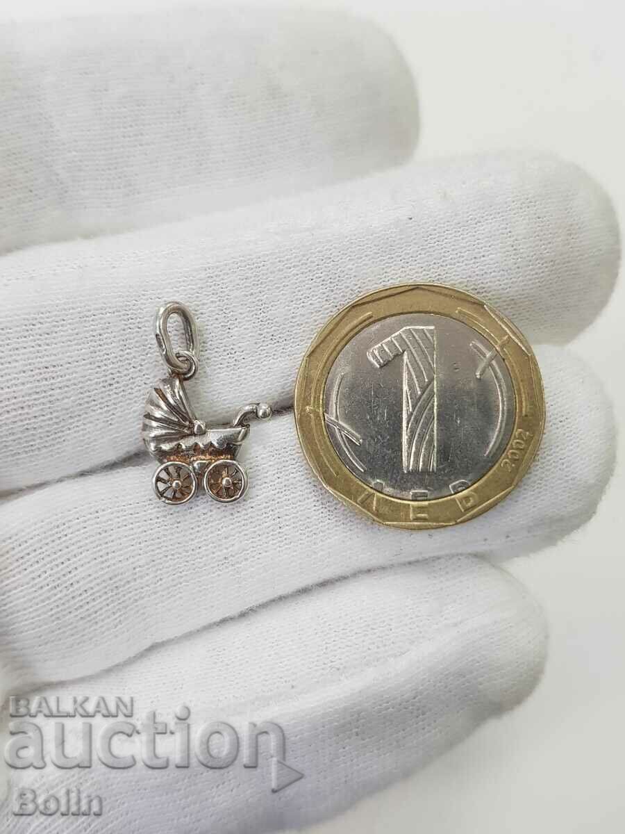 Silver miniature pram medallion - 925 BC - Europe with price 18.00 BGN | € 9.20 Silver miniature pram medallion - 925 BC - Europe with price 18.00 BGN | € 9.20