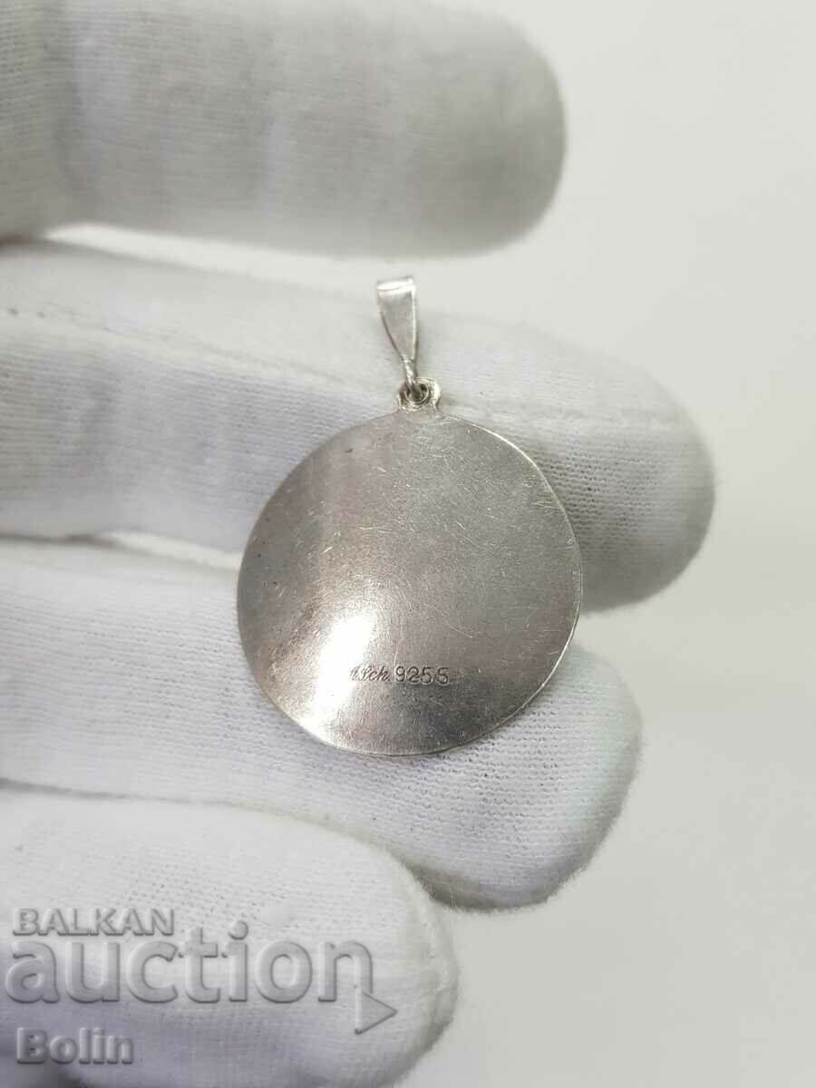 Beautiful silver Art medallion with enamel 925 BC. - 5 Beautiful silver Art medallion with enamel 925 BC. - 5
