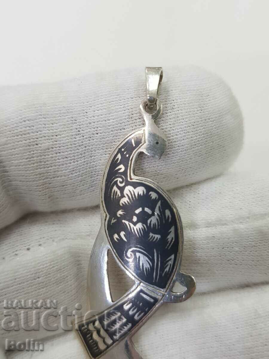 Beautiful silver Russian peacock medallion with nialo 925 BC. with price 75.00 BGN | € 38.35 Beautiful silver Russian peacock medallion with nialo 925 BC. with price 75.00 BGN | € 38.35