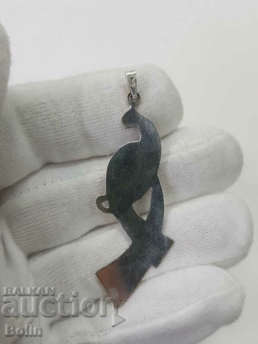 Auction Beautiful silver Russian peacock medallion with nialo 925 BC. Auction Beautiful silver Russian peacock medallion with nialo 925 BC.