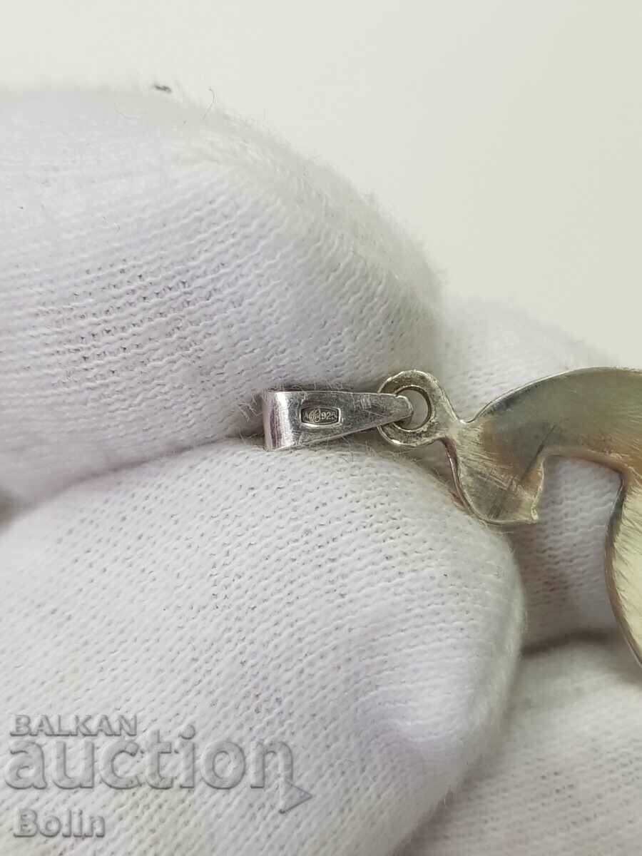 Beautiful silver Russian peacock medallion with nialo 925 BC. - 7 Beautiful silver Russian peacock medallion with nialo 925 BC. - 7