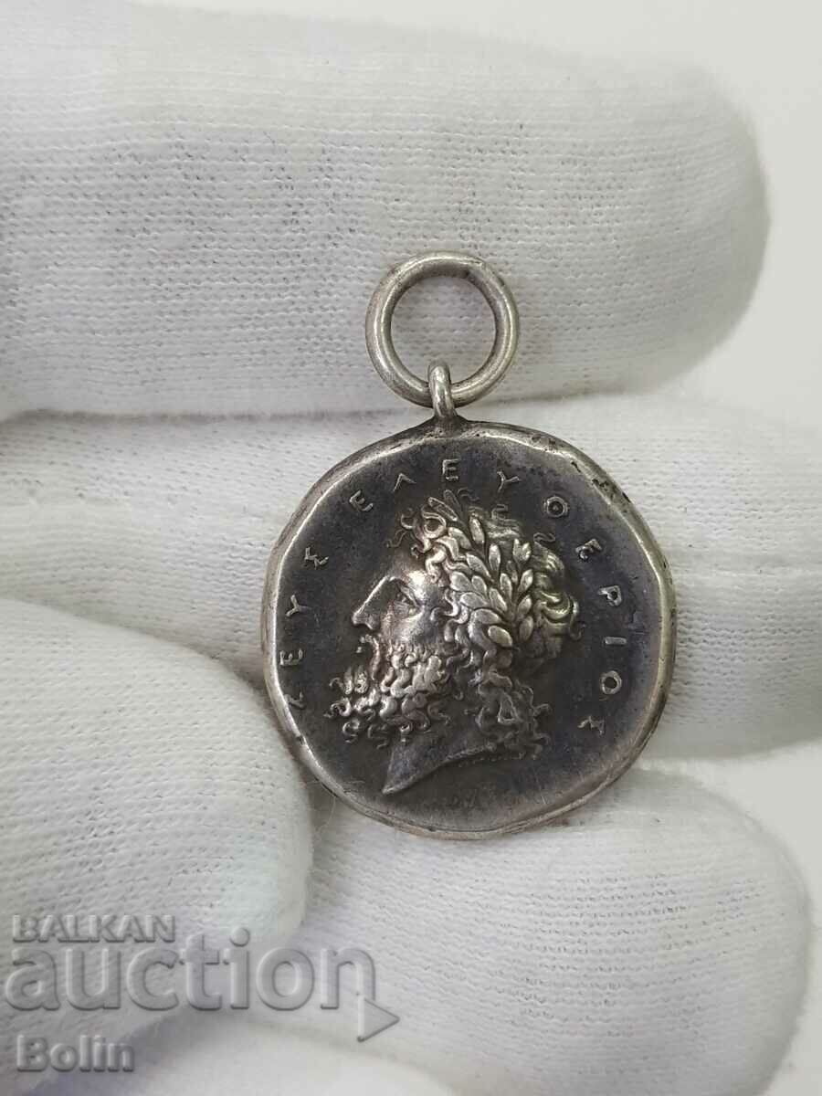Medalion de argint grecesc de colecție 1909 - 1919