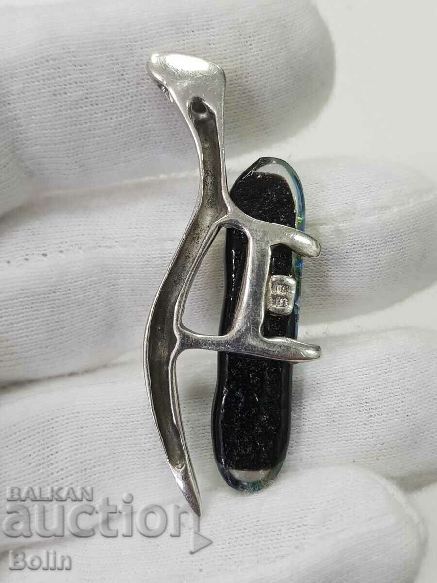 Auction Silver Art medallion with Murano glass - Europe Auction Silver Art medallion with Murano glass - Europe