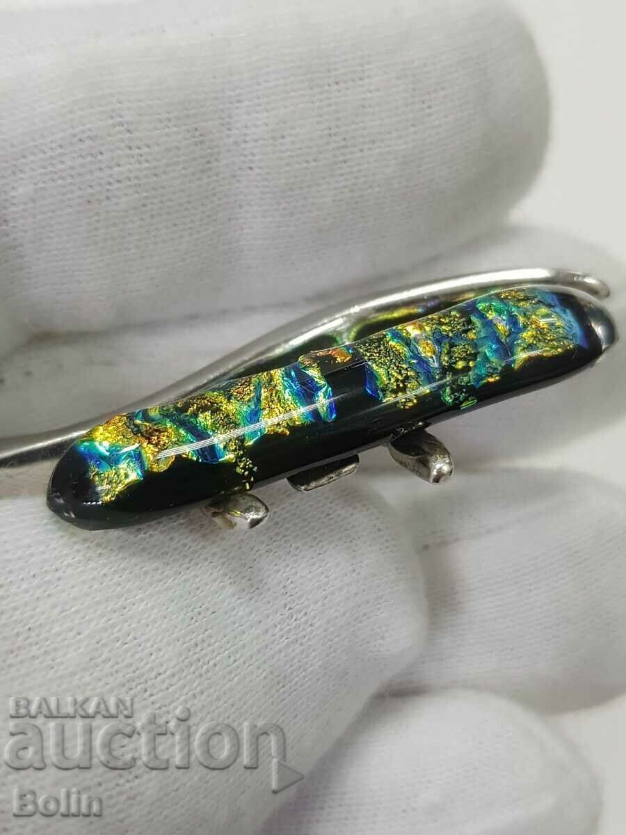 Silver Art medallion with Murano glass - Europe - 6 Silver Art medallion with Murano glass - Europe - 6