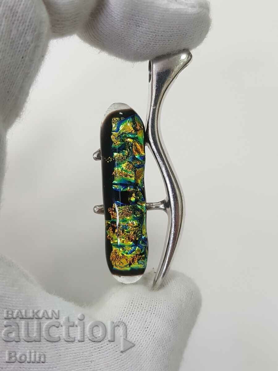 Silver Art medallion with Murano glass - Europe - 7 Silver Art medallion with Murano glass - Europe - 7