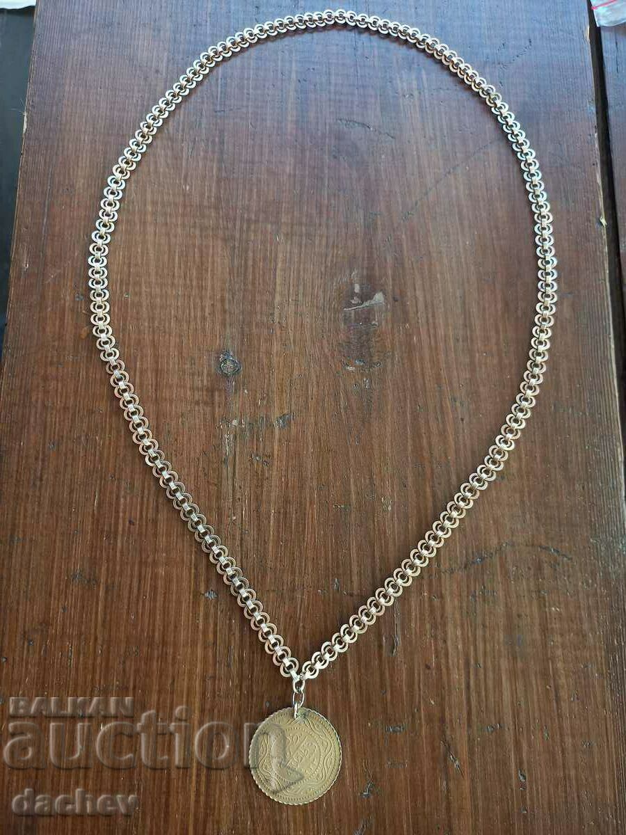 Silver Gilt cordon pendar folk necklace jewelry costume - 5