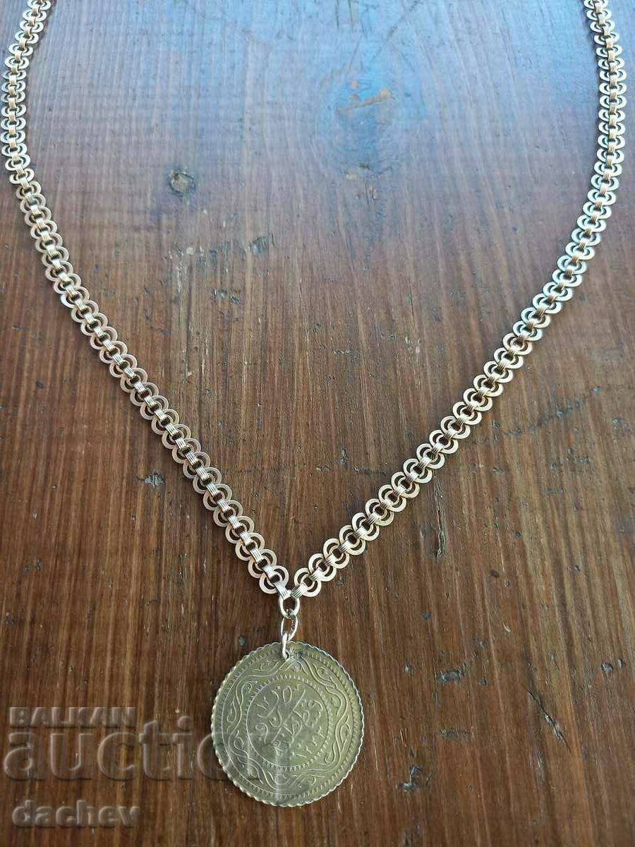 Silver Gilt cordon pendar folk necklace jewelry costume - 6