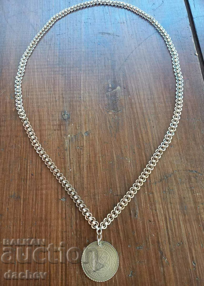 Silver Gilt cordon pendar folk necklace jewelry costume