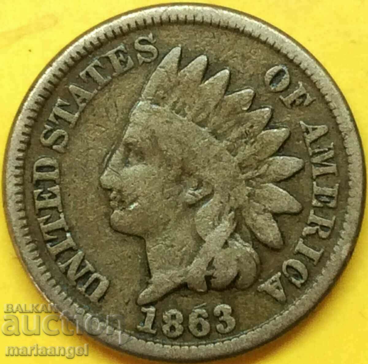 SUA 1 cent 1863 indian