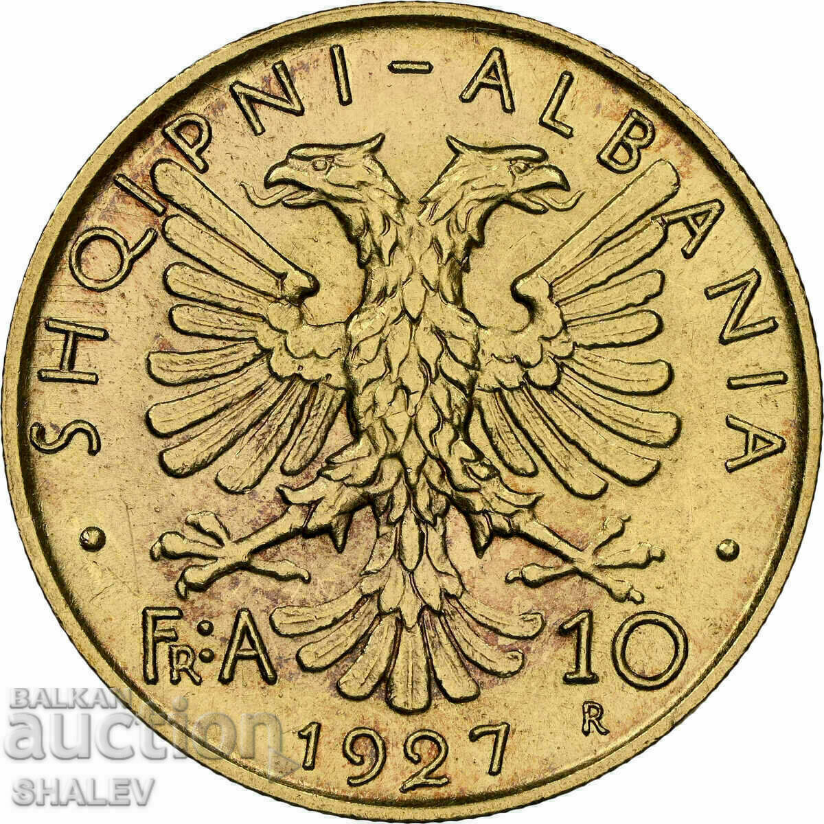 Δημοπρασία 10 Frans Ar 1927 R Αλβανία - NGC AU58 (Χρυσός)