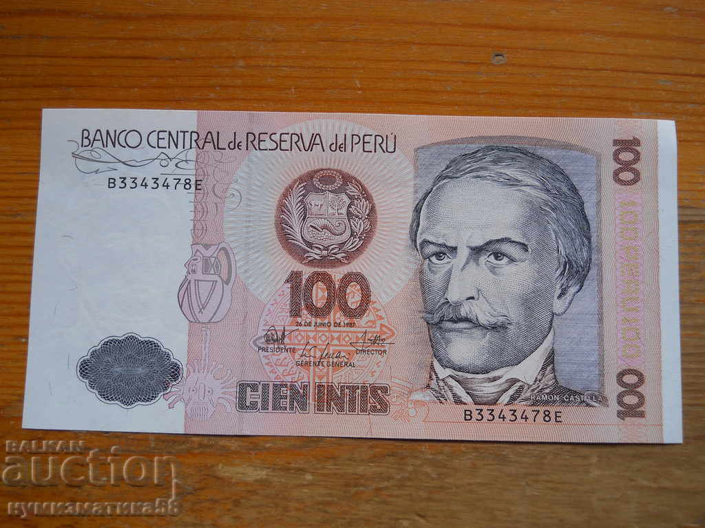 100 ints 1987 - Peru ( UNC )