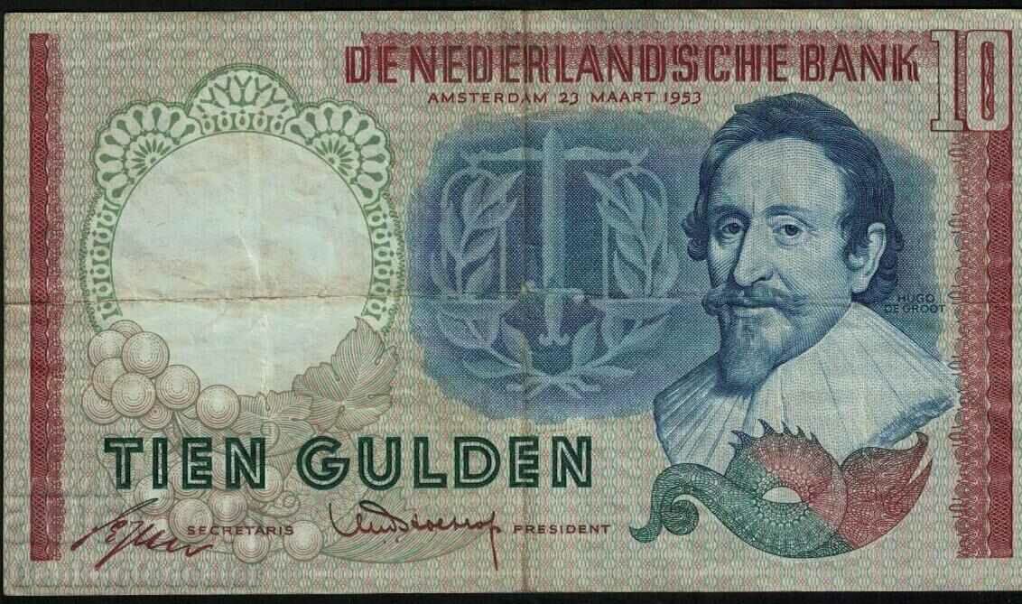 Netherlands 10 Gulden 1953 Pick 85 Ref 3490