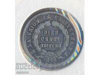 Боливия 10 центавос 1874 година, сребро