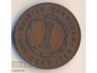 Британски Хондурас = Белиз 1 цент 1949 година, тираж 100 хил