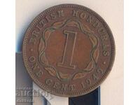 Honduras britanic = Belize 1 cent 1949, tiraj 100 mii